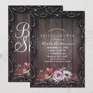 Invitation Grange Charme Rustique Bois Fleurir & Fleurs de Ma