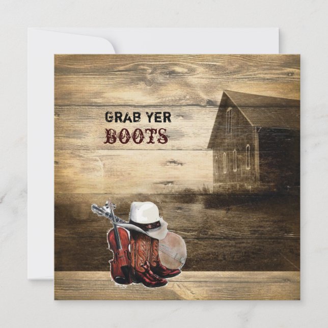 Invitation Grange de Campagne Rustique Bois Grange Mariage (Devant)