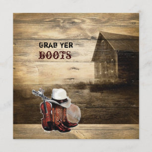 Invitation Grange de Campagne Rustique Bois Grange Mariage