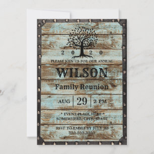 Invitation Grange en bois rustique arbre généalogique réunion