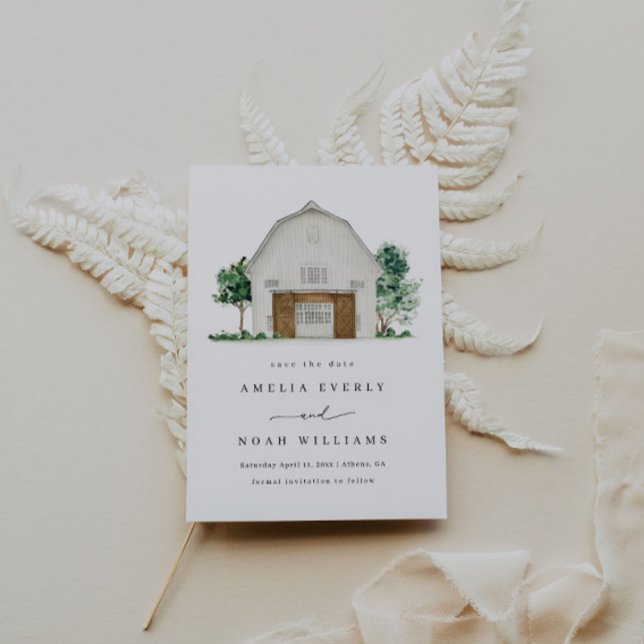 Invitation Grange Enregistrer La Date, Ferme Rustique Enregis (Créateur téléchargé)