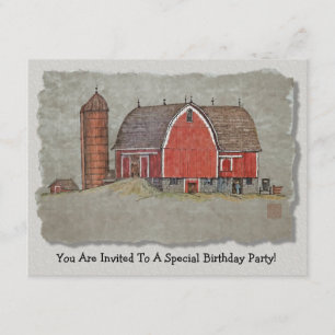 Invitation Grange et silo rouges