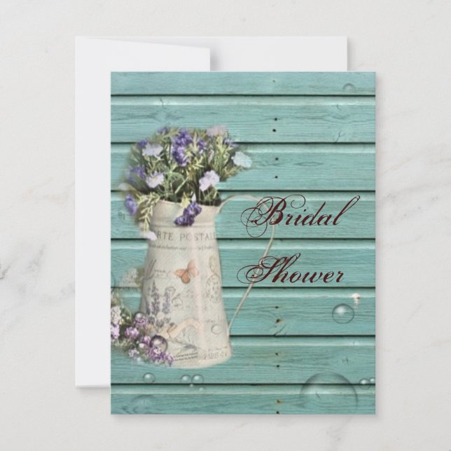 Invitation grange fleurie bois rustique douche nuptiale (Devant)