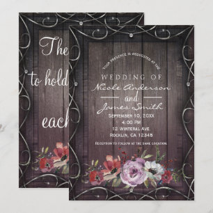 Invitation Grange Rustique avec Décoration en Bois et Fleurs 