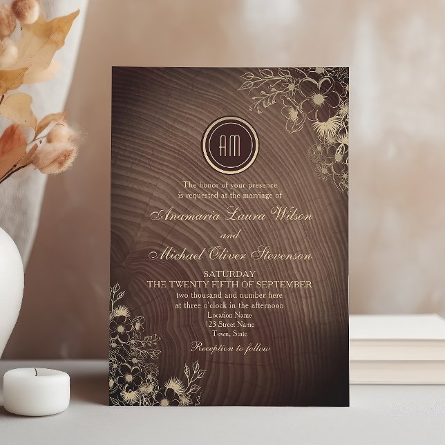 Invitation Grange Rustique Bois Bohème Floral Mariage (Créateur téléchargé)