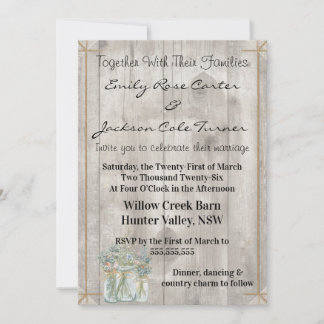 Invitation Grange Rustique & Fleurs Sauvages Mariage Champêtr