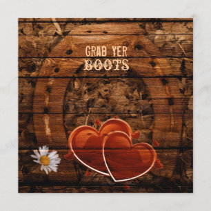 Invitation Grange rustique occidentale Bois de mariage fer à 