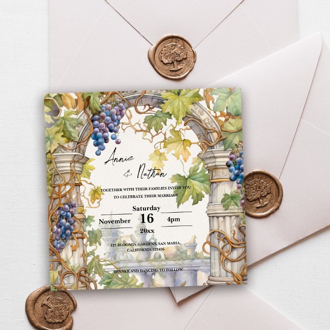Invitation Grapevine à thème rustique (Rustic Winery Theme Grapevine Wedding Invitation)