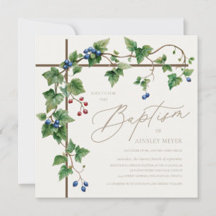 Invitation Grapevine Couvert Gold Script Baptême