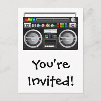 Invitation graphique blaster du ghetto de boombox rétro