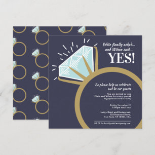 Invitation Graphique d'anneau d'or diamant de la partie d'eng