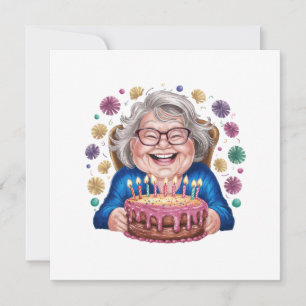 Invitation Graphique de joyeux anniversaire de mamie aux lune