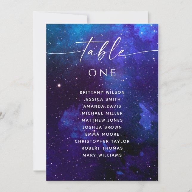 Invitation Graphique de placement de mariage de galaxie | Cie (Devant)