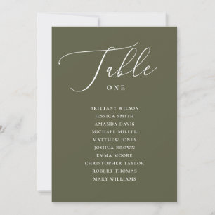 Invitation Graphique de placement de mariage élégant vert oli