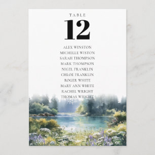 Invitation Graphique de table de fleurs de lac forestier