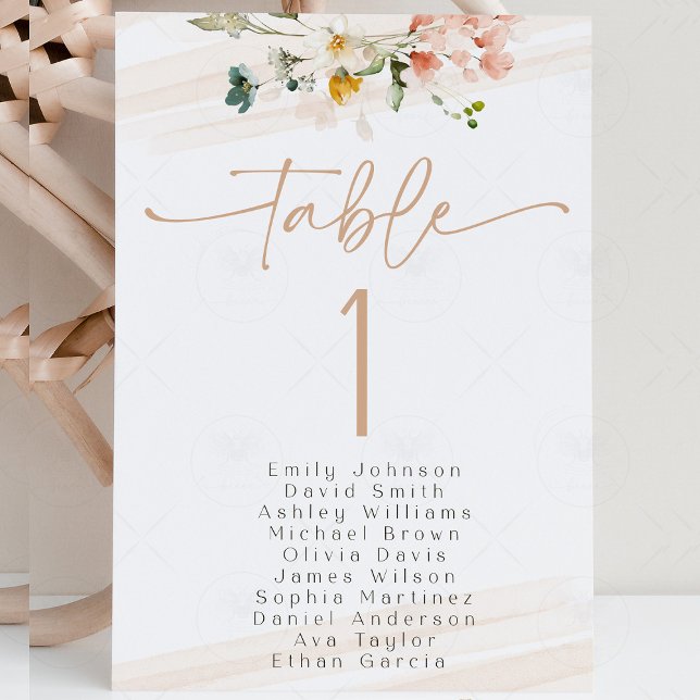 Invitation Graphique de table de jardin de fleurs sauvages Nu (wildflower garden seating chart, boho baby shower seating chart, floral table numbers, rustic weddin)