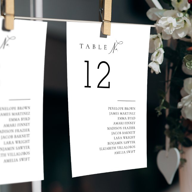 Invitation Graphique de table de typographie simple et élégan (Simply Elegant Typography Table Seating Chart)