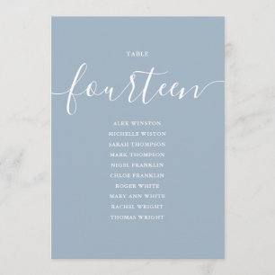 Invitation Graphique de table numéro 14 écriture bleu poussié