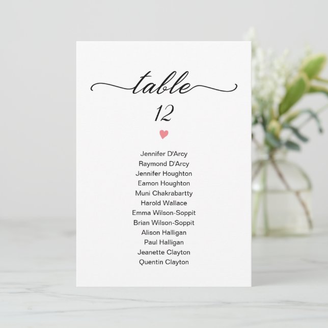 Invitation Graphique de tableau mariage individuel moderne ch (Debout devant)