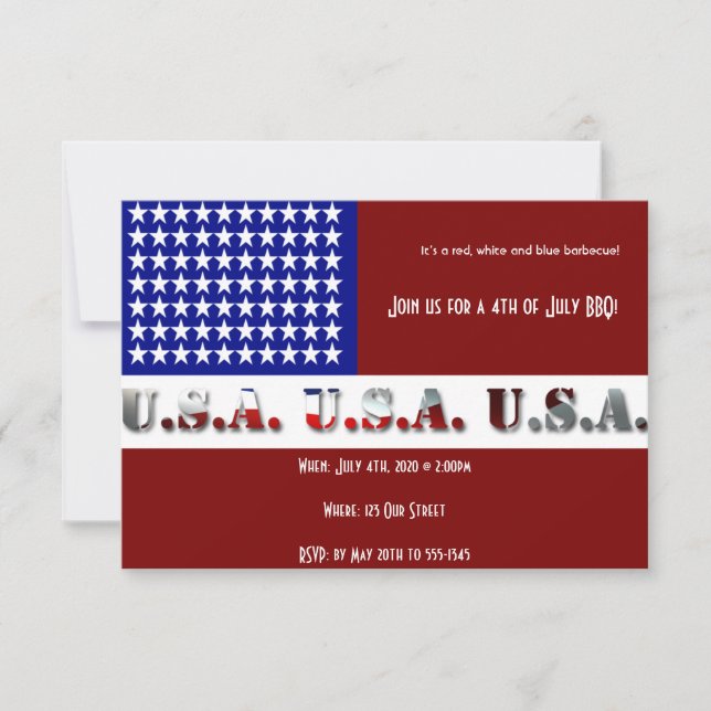 Invitation Graphique du drapeau américain 4 juillet moderne (Devant)