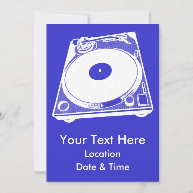 Invitation Graphique Tourne-disque rétro en blanc (Devant)