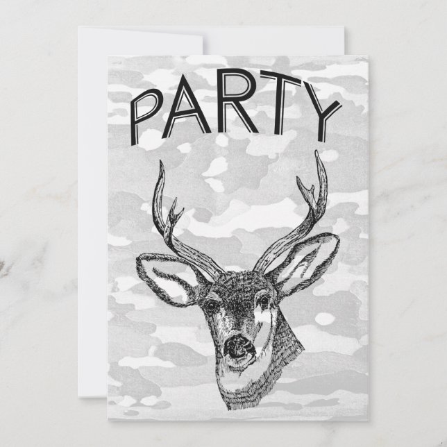 Invitation Graphique vintage de chasse de cerfs communs (Devant)