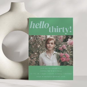 Invitation Gras Amusants Moderne Vert 30e anniversaire de fêt