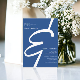 Invitation Gras bleu blanc tout en un mariage de calligraphie