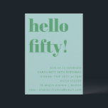 Invitation Gras Bleu clair mignon Simple moderne 50e annivers<br><div class="desc">Gras Bleu Vert mignon Simple Moderne 50e Anniversaire Invitation</div>
