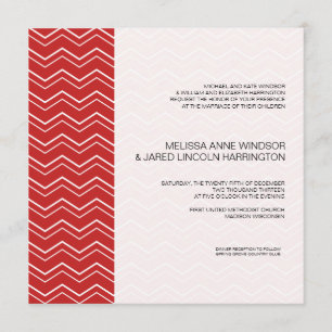 Invitation Gras Chevron Grille Rouge Moderne Abordable