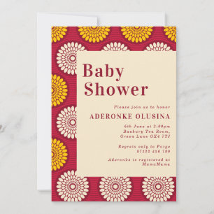 Invitation Gras cire africaine Imprimer Baby shower rouge et