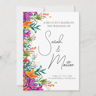 Invitation Gras Coloré Floral Été Chic mariage rose