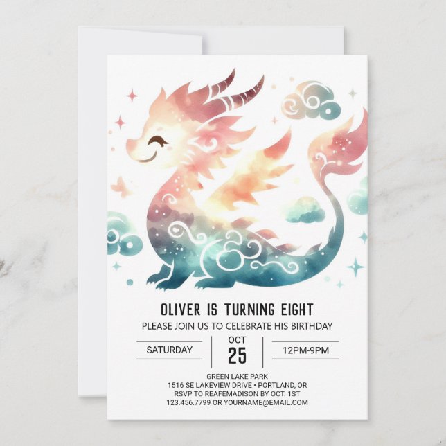 Invitation Gras Dragon Anniversaire (Devant)
