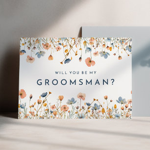 Invitation Gras Elegant Floral Groomsman Proposition Card