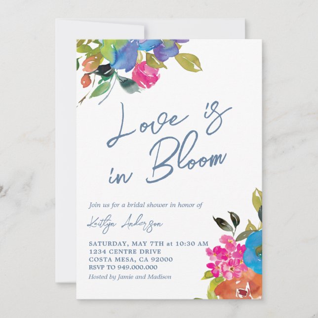 Invitation Gras Fête des mariées florale été (Devant)