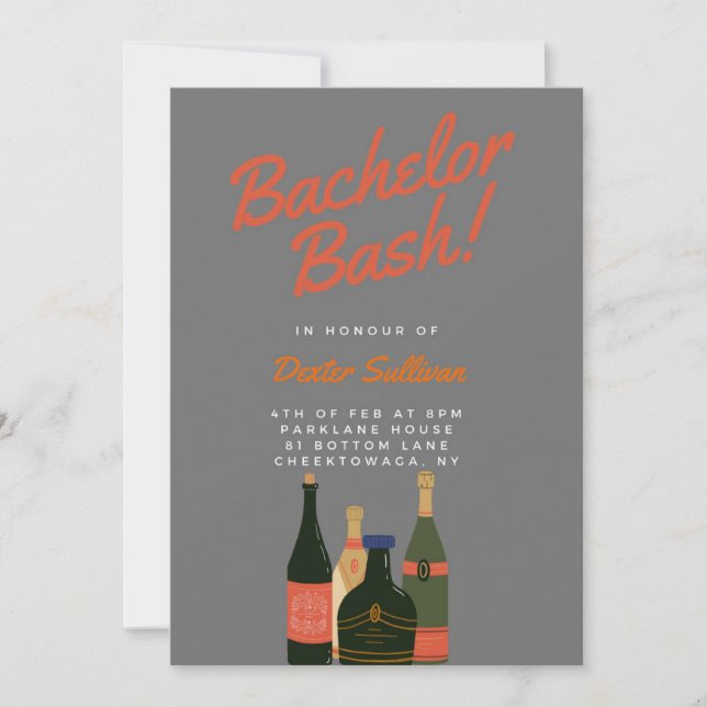 Invitation Gras Grey Bachelor Party (Devant)