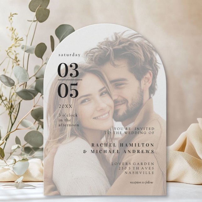 Invitation Gras, Minimal, Trending, Photo, Arc, Mariage (Bold, Minimal, Trending, Photo, Arch, Wedding Invitation)