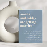 Invitation Gras minimaliste Dusty Bleu Rétro Mariage simple<br><div class="desc">Gras minimaliste Boho Dusty Bleu Rétro Simple Faire-part de mariage</div>