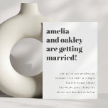 Invitation Gras minimaliste noir blanc rétro Mariage classiqu<br><div class="desc">Gras minimaliste noir blanc rétro simple Faire-part de mariage classique</div>