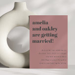 Invitation Gras minimaliste Rose gris rétro Mariage simple<br><div class="desc">Gras minimaliste Boho Dusty Rose Rétro simple Faire-part de mariage avec texte gris doux</div>
