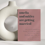 Invitation Gras minimaliste Rose Gris Retro Mariage site Web<br><div class="desc">Gras minimaliste Boho Dusty Rose Retro simple Faire-part de mariage avec RSVP en ligne et texte gris doux</div>