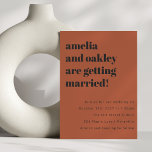 Invitation Gras minimaliste rouille Noir Rétro Mariage simple<br><div class="desc">Gras minimaliste Boho rouille Rétro Faire-part de mariage simple avec texte noir doux</div>
