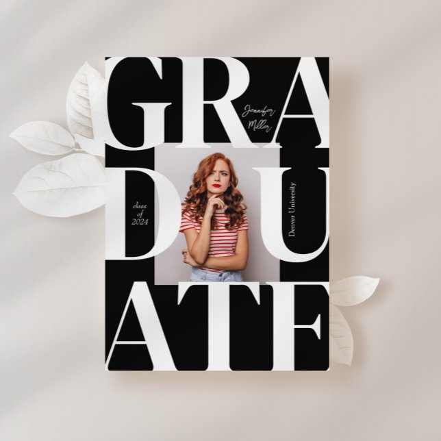 Invitation Gras Moderne Classic Photo Graduation (Créateur téléchargé)