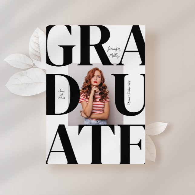 Invitation Gras Moderne Classic Photo Graduation (Créateur téléchargé)
