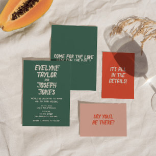 Invitation Gras moderne coloré brosse Mariage rétro