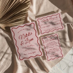 Invitation Gras moderne coloré Whimsical Retro Funky Mariage<br><div class="desc">Ce faire-part de mariage est parfait pour votre mariage avec un design unique. Une élégante invitation simple et minimaliste à la modèle mariage de crème blanche. Ce qui présente un arrière - plan rose clair. Et les prénoms de la mariée et du marié, et les infos modifiables. Abordable et il...</div>