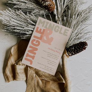 Invitation Gras Moderne Coral Jingle et Mingle Holiday Party