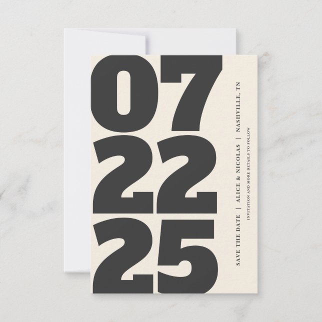 Invitation Gras Moderne Enregistrer La Date Avec Lumière Phot (Devant)