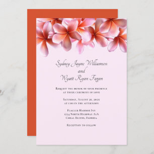 Invitation Gras Plumeria Bordure florale Mariage simple