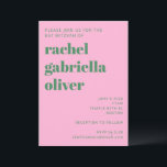 Invitation Gras Retro rose et vert Simple Bat mitzvah<br><div class="desc">Gras Retro rose et vert Simple mignonne Bat mitzvah Invitation</div>